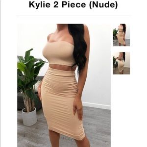 Nude 2 piece skirt and top